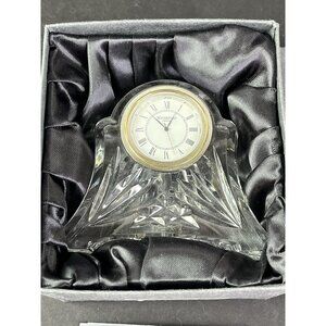 Waterford Crystal "Abbey" Small Quartz Mantel Clock 3.5"x4" with Box Vtg 2000
